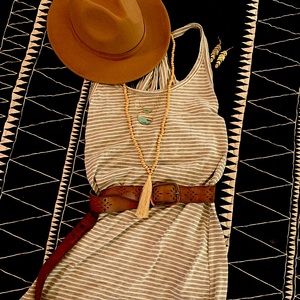 J. Crew grey and white striped maxi dress